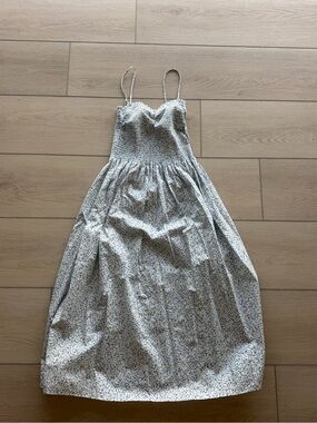 H&M Smocked Bodice Floral Maxi Dress - Blue & White